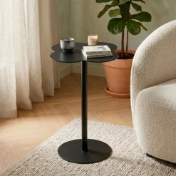 Tavolino d'appoggio in metallo (H53 cm) Lysa Nero