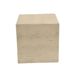 Tavolino d'appoggio quadrato in magnesio ossidato (H40 cm) Romeau Effetto travertino