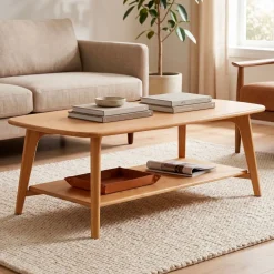 Tavolino rettangolare in rovere (120 cm) Bilbao Naturale