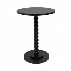 Tavolino rotondo in legno (H61,5 cm) Banita Nero