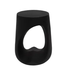 Tavolino rotondo in magnesio ossidato (H50,8 cm) Baylim Nero