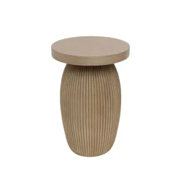 Tavolino rotondo in magnesio ossidato (H52 cm) Berla Marrone
