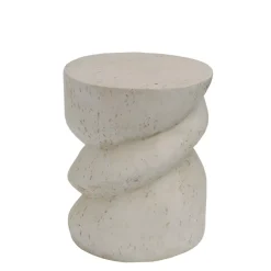 Tavolino rotondo in magnesio ossidato (H50 cm) Eterra Effetto travertino