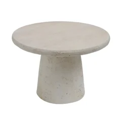 Tavolino rotondo in magnesio ossidato (H41,9 cm) Nuvian Effetto travertino