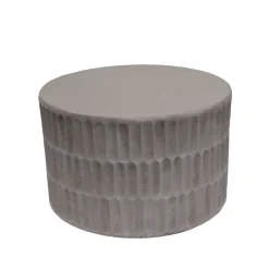 Tavolino rotondo in magnesio ossidato (H42 cm) Bondido Effetto travertino