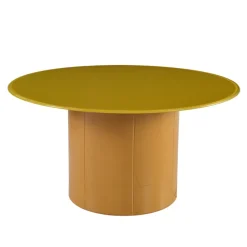 Tavolino rotondo in vetro e MDF (H42 cm) Jila Giallo
