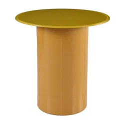 Tavolino rotondo in vetro e MDF (H51 cm) Jila Giallo