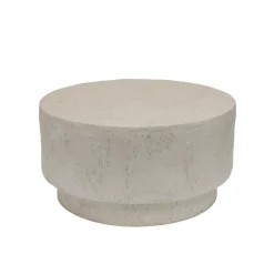 Tavolino tondo in magnesio ossidato (H42 cm) Pliazi Effetto travertino