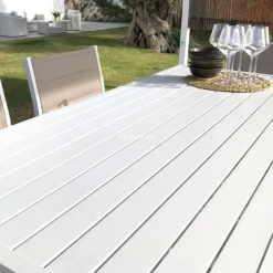 Tavolo alto in alluminio 6 posti (160 x Alt 105 cm) Murano Bianco
