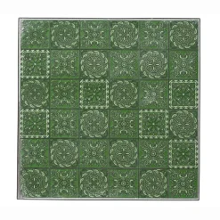 Tavolo bistro quadrato fisso in mosaico (58 x 58 cm) Aveiro Grigio e verde oliva