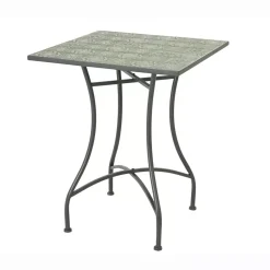 Tavolo bistro quadrato fisso in mosaico (58 x 58 cm) Aveiro Grigio e verde oliva