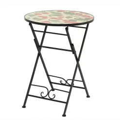 Tavolo bistro rotondo pieghevole in mosaico (D58 cm) Monaco Rosso