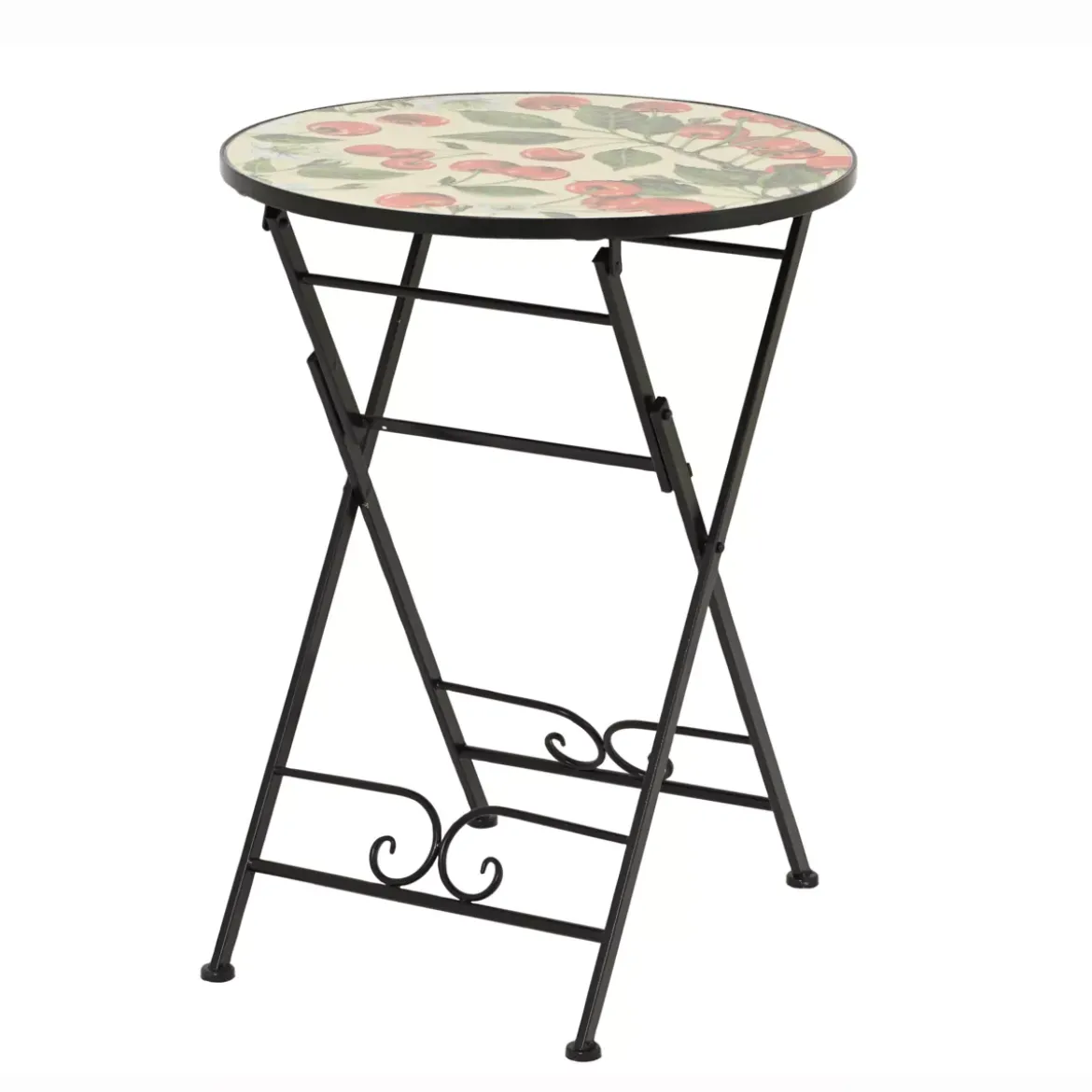 Tavolo bistro rotondo pieghevole in mosaico (D58 cm) Monaco Rosso