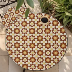 Tavolo bistro rotondo pieghevole in mosaico (D58 cm) Madrid Marrone
