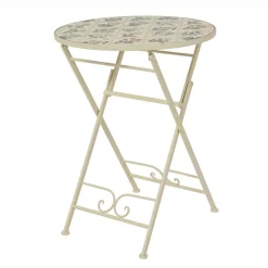 Tavolo bistro rotondo pieghevole in mosaico (D58 cm) Coimbra Crema