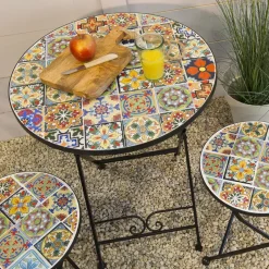 Tavolo bistrot rotonda pieghevole mosaico (60 cm) Braga Multicolore