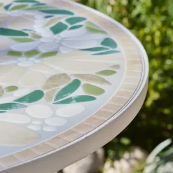 Tavolo bistrot rotondo pieghevole in mosaico Genève Crema