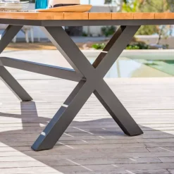 Tavolo da giardino 8 posti Alluminio/Eucalipto Bali (200 x 100 cm) Grigio antracite