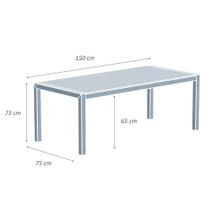 Tavolo da giardino 6 posti Alluminio/Ceramica Modena (150 x 75 cm) Bianco e grigio