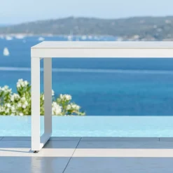 Tavolo da giardino 8 posti allumino e ceramica (180 x 90 cm) Kore Bianco e grigio chiaro