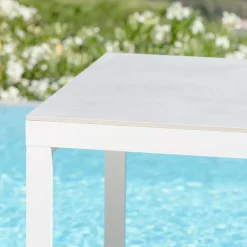 Tavolo da giardino 8 posti allumino e ceramica (180 x 90 cm) Kore Bianco e grigio chiaro