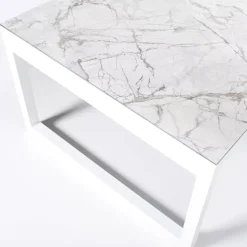 Tavolo da giardino alluminio e ceramica 12 posti (260 x 120 cm) Kore Bianco effetto marmo