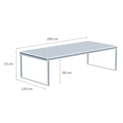 Tavolo da giardino alluminio e ceramica 12 posti (260 x 120 cm) Kore Bianco effetto marmo