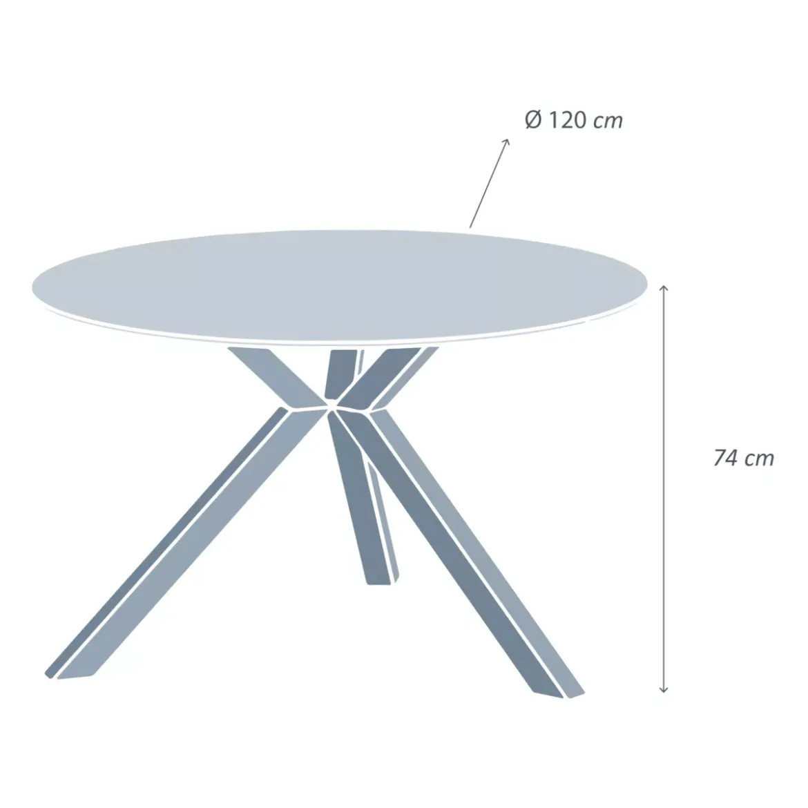 Tavolo da giardino Alluminio/Ceramica 6 posti (D120 cm) Kore Grigio antracite
