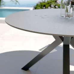 Tavolo da giardino Alluminio/Ceramica 6 posti (D120 cm) Kore Grigio antracite