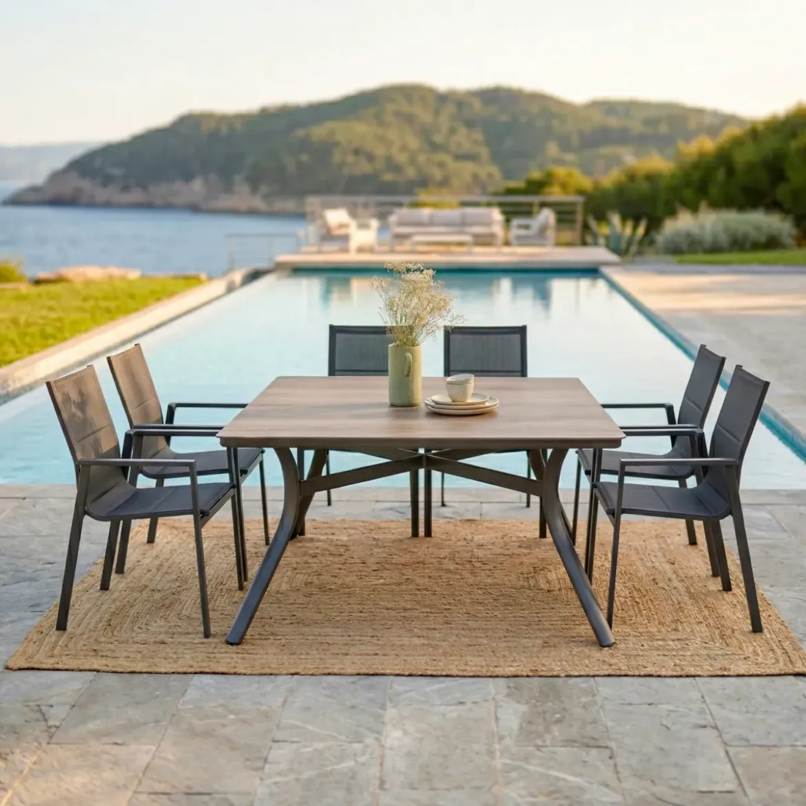 Tavolo da giardino alluminio 8 posti (136 x 136 cm) Amalfi Grigio antracite