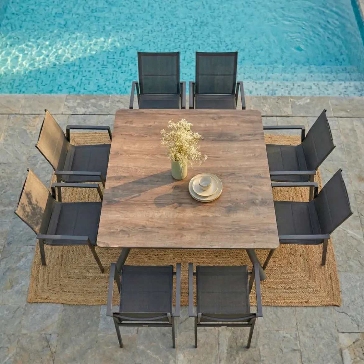 Tavolo da giardino alluminio 8 posti (136 x 136 cm) Amalfi Grigio antracite
