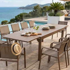 Tavolo da giardino allungabile in alluminio 12 posti (200/320 x 100 cm) Murano Bronzo