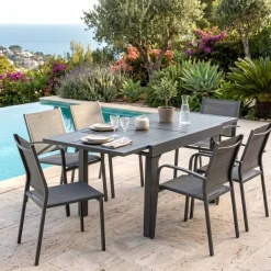 Tavolo da giardino allungabile alluminio 8 posti (90/180 x 90 cm) Murano Grigio antracite