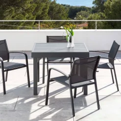 Tavolo da giardino allungabile alluminio 8 posti (90/180 x 90 cm) Murano Grigio antracite