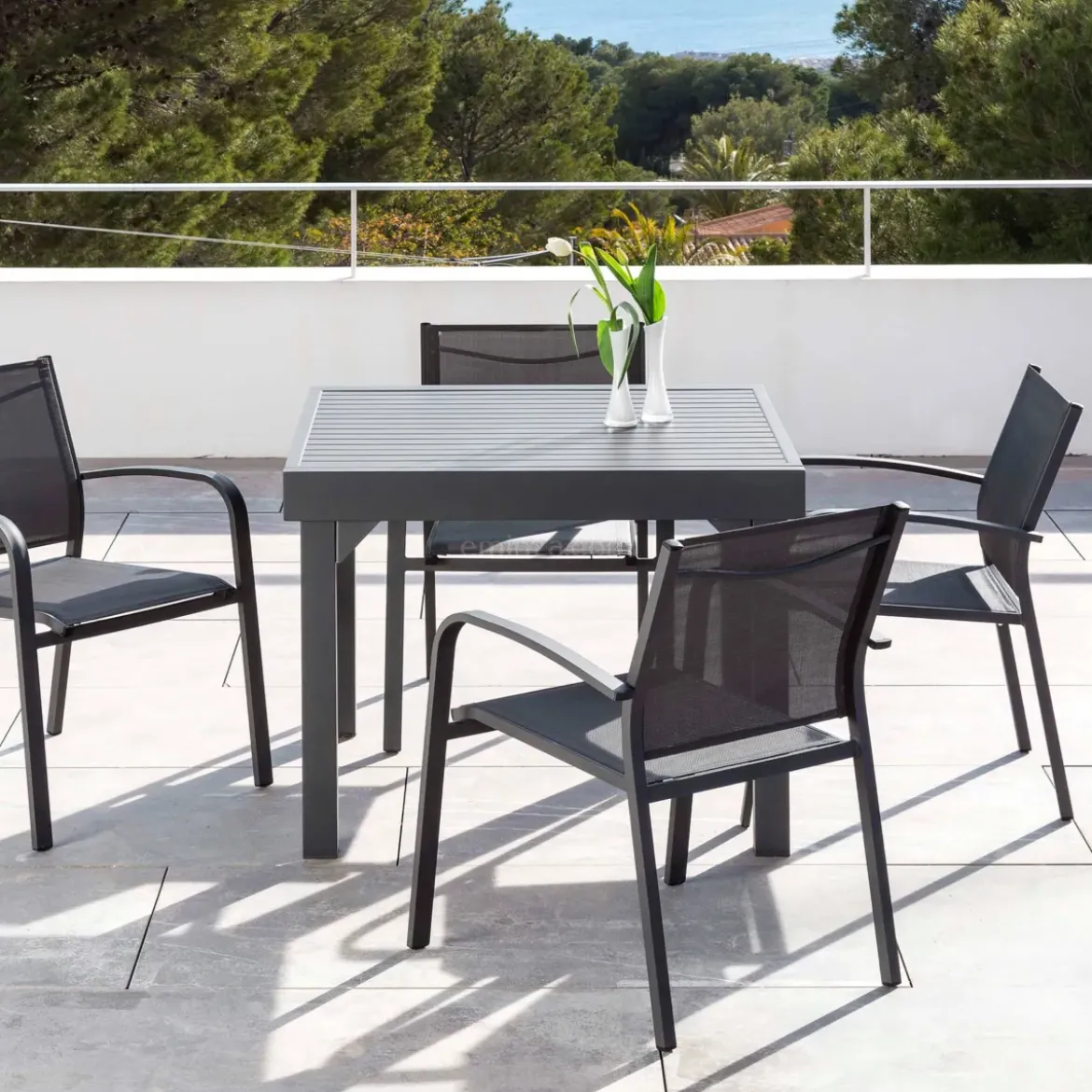 Tavolo da giardino allungabile alluminio 8 posti (90/180 x 90 cm) Murano Grigio antracite