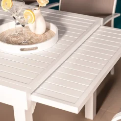 Tavolo da giardino allungabile alluminio 10 posti (135/270 x 90 cm) Murano Bianco