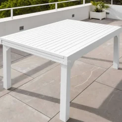 Tavolo da giardino allungabile alluminio 10 posti (135/270 x 90 cm) Murano Bianco