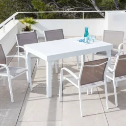 Tavolo da giardino allungabile alluminio 10 posti (135/270 x 90 cm) Murano Bianco