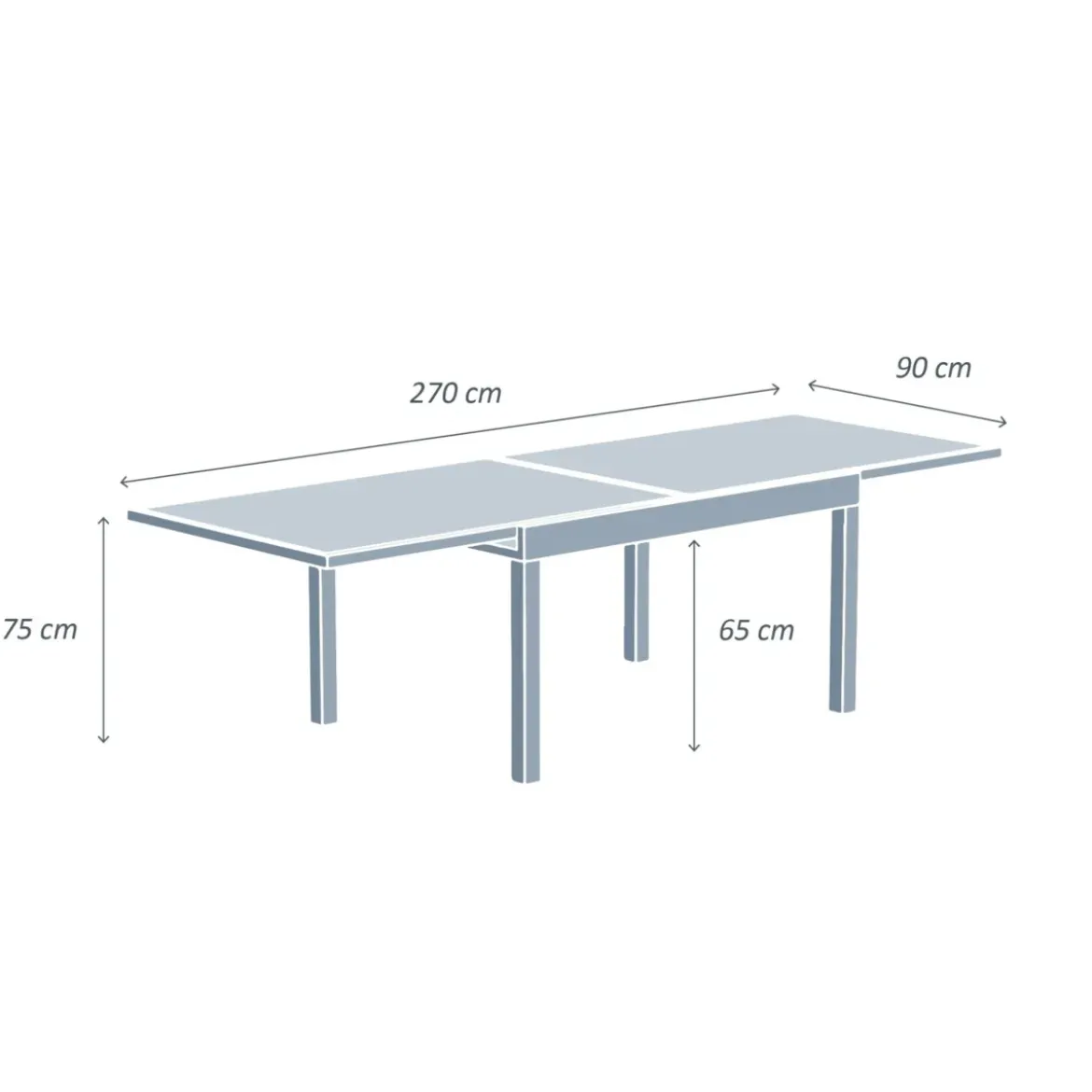 Tavolo da giardino allungabile in vetro 10 posti (135/270 x 90 cm) Murano Bianco