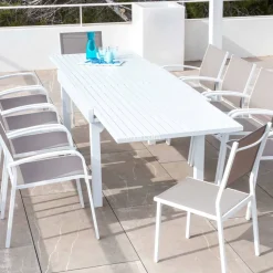 Tavolo da giardino allungabile alluminio 12 posti (200/320 x 100 cm) Murano Bianco