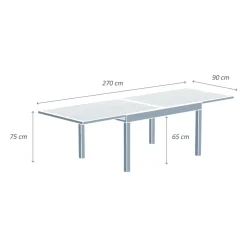 Tavolo da giardino allungabile in alluminio 10 posti (135/270 x 90 cm) Murano Bronzo