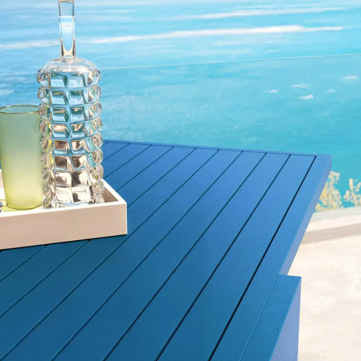 Tavolo da giardino allungabile in alluminio 12 persone (200/320 x 100 cm) Murano Blu