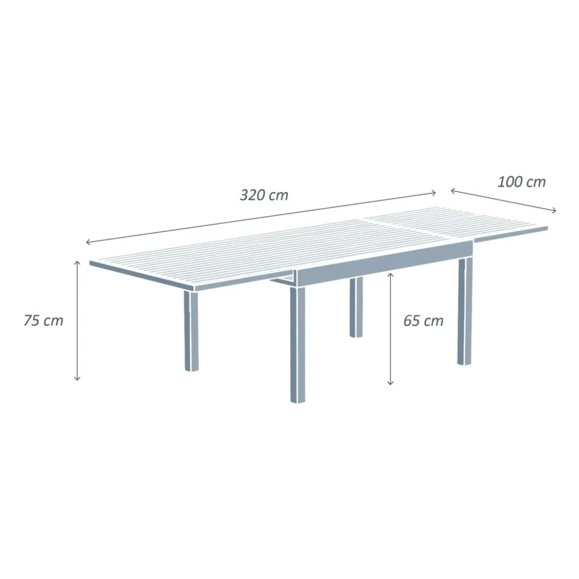 Tavolo da giardino allungabile in alluminio 12 persone (200/320 x 100 cm) Murano Blu
