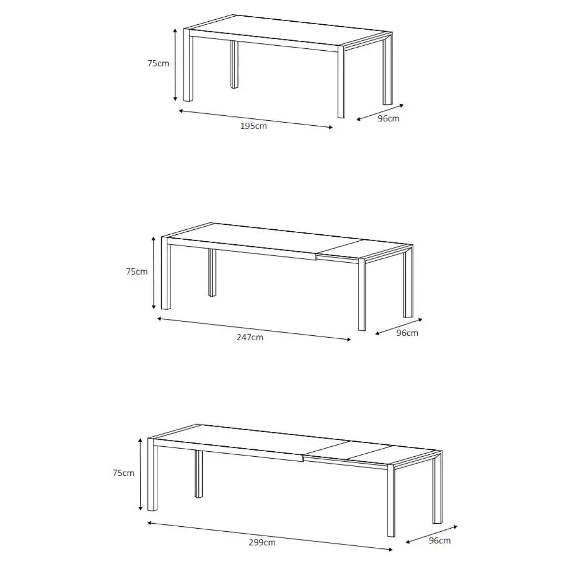 Tavolo da giardino allungabile 12 posti Alluminio Amalfi (300 x 96 cm) Grigio antracite