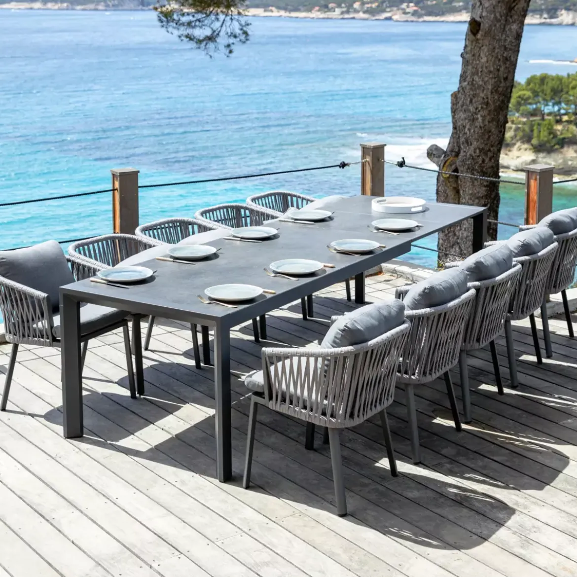 Tavolo da giardino allungabile 12 posti Alluminio Amalfi (300 x 96 cm) Grigio antracite