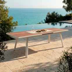 Tavolo da giardino allungabile alluminio 10 posti (260 x 96 cm) Amalfi Bianco