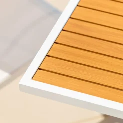 Tavolo da giardino allungabile 12 posti Alluminio effetto legno Murano (320 x 100 cm) Bianco