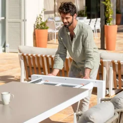 Tavolo da giardino allungabile alluminio 12 posti (195/300 x 96 cm) Amalfi Bianco
