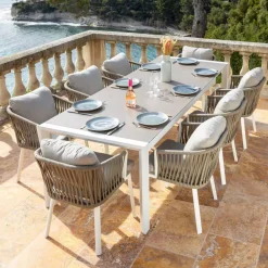 Tavolo da giardino allungabile alluminio 12 posti (195/300 x 96 cm) Amalfi Bianco