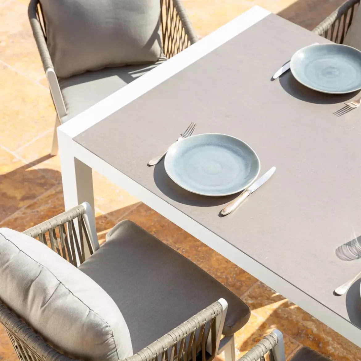 Tavolo da giardino allungabile alluminio 12 posti (195/300 x 96 cm) Amalfi Bianco